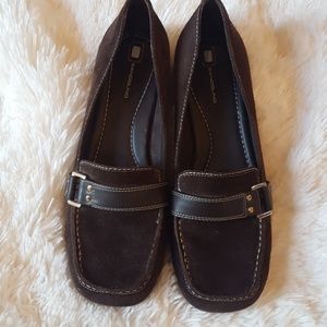 Dark brown suede flats